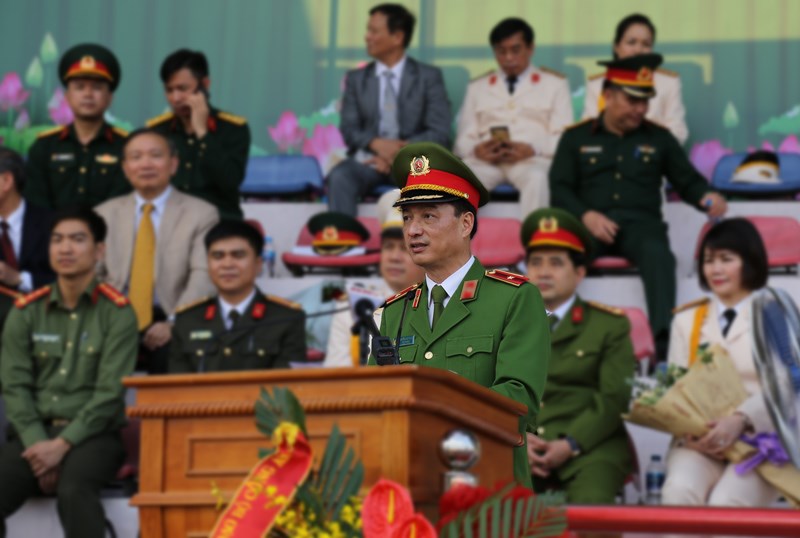 Thiếu tướng Nguyễn Duy Ngọc, Ủy viên Thường vụ Đảng ủy Công an Trung ương, Thứ trưởng Bộ Công an phát biểu chỉ đạo tại buổi lễ